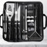 Complete Multi-Functional BBQ Tool Set, 31-Piece Deluxe BBQ Tool Set, Food-Grade Stainless Steel BBQ Tools with Wood-Grain Handles—Ideal for Home and Outdoor BBQs, Includes Portable Camping Storage Bag—Black