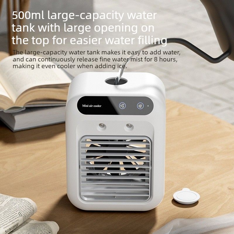 Portable Mini Evaporative Air Cooler Spray Humidifying Personal Desktop Cooling Fan 2 Speed Wind USB Rechargeable