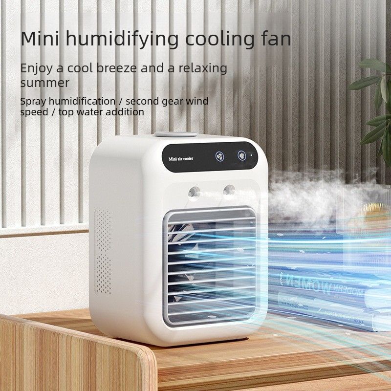 Portable Mini Evaporative Air Cooler Spray Humidifying Personal Desktop Cooling Fan 2 Speed Wind USB Rechargeable