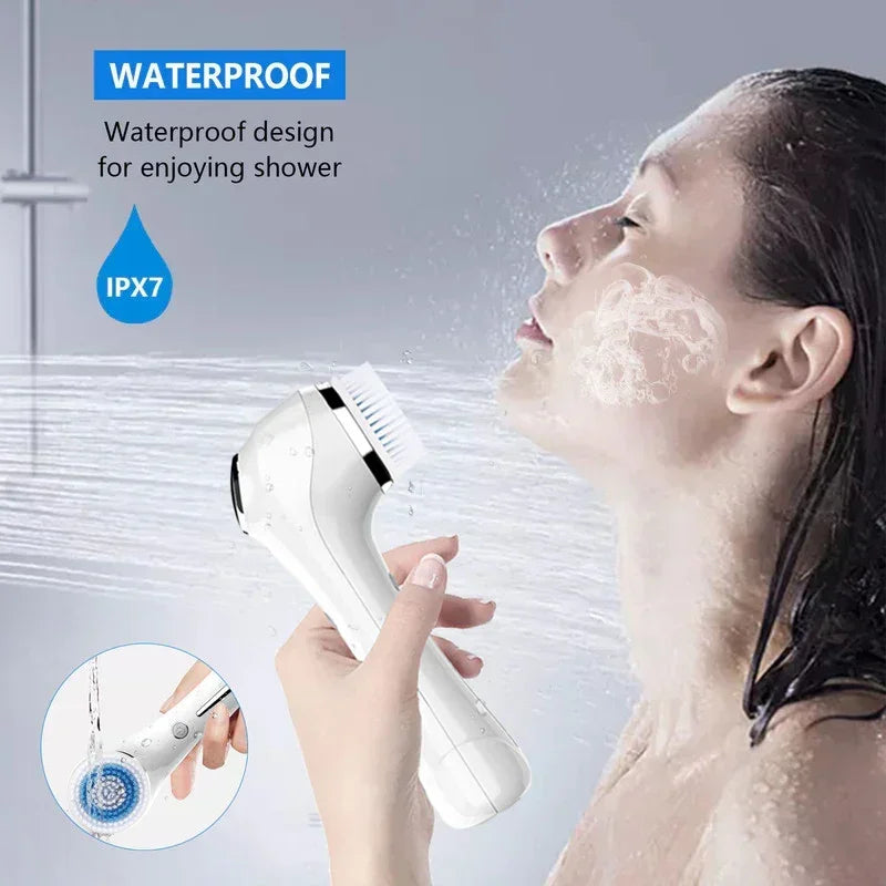 6‑in‑1 Facial Cleansing & EMS Skincare Device – Heat Therapy, Waterproof