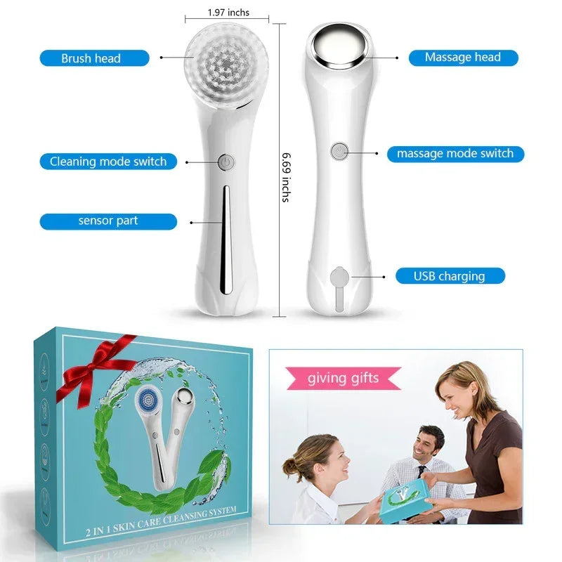 6‑in‑1 Facial Cleansing & EMS Skincare Device – Heat Therapy, Waterproof