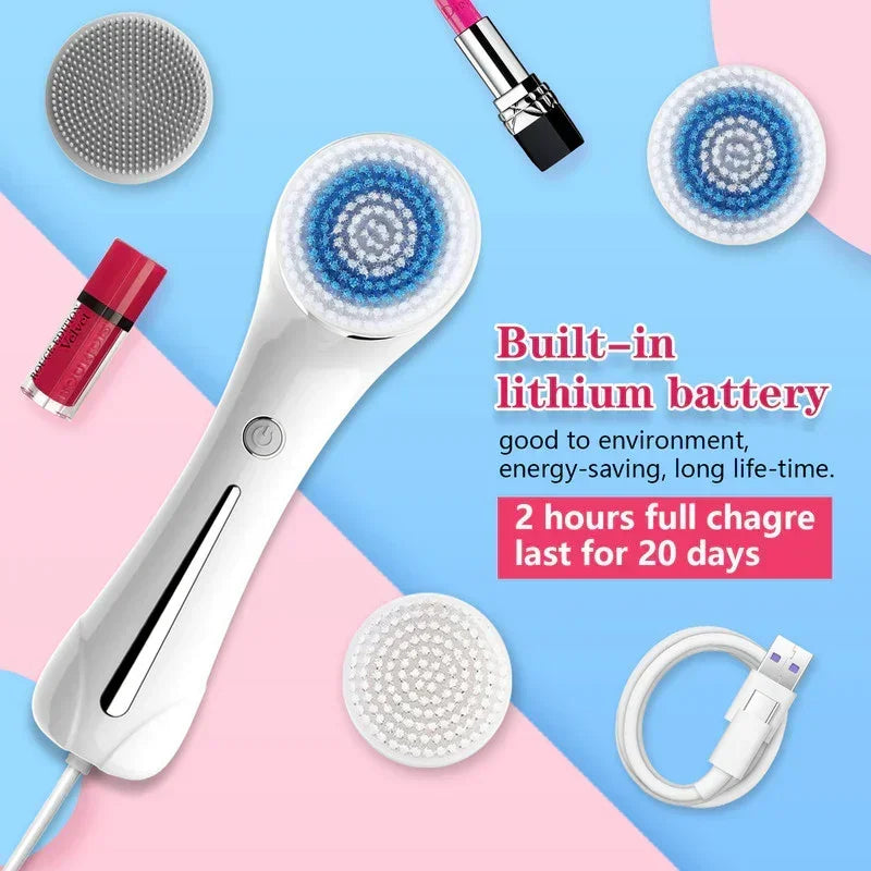 6‑in‑1 Facial Cleansing & EMS Skincare Device – Heat Therapy, Waterproof