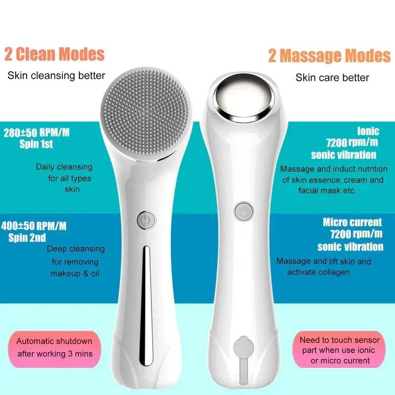 6‑in‑1 Facial Cleansing & EMS Skincare Device – Heat Therapy, Waterproof