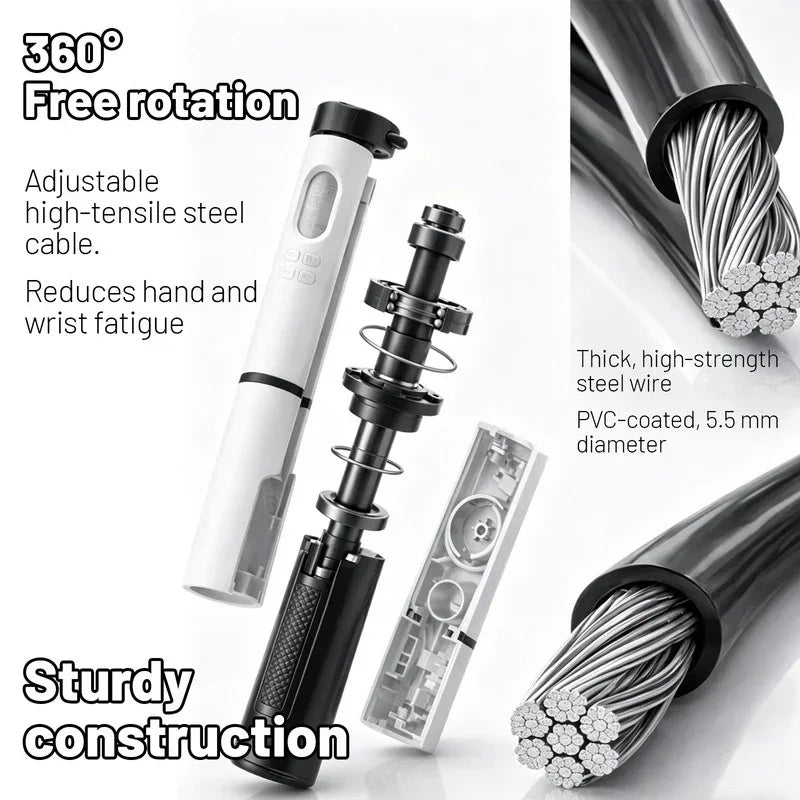 Electronic Smart Counting Jump Rope - Cordless and Corded Dual-Use - Professional Fitness and Weight Loss Equipment - Suitable for Adults and Children - Rope Length: 280 cm - Includes Storage Bag - Multiple Accessories - Essential for Home Fitness and Wei