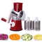 Manual Rotary Vegetable Slicer Grater, Multi‑Function Hand Crank Food Processor for Veggie Fruit Prep-red