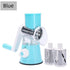 Manual Rotary Vegetable Slicer Grater, Multi‑Function Hand Crank Food Processor for Veggie Fruit Prep-blue