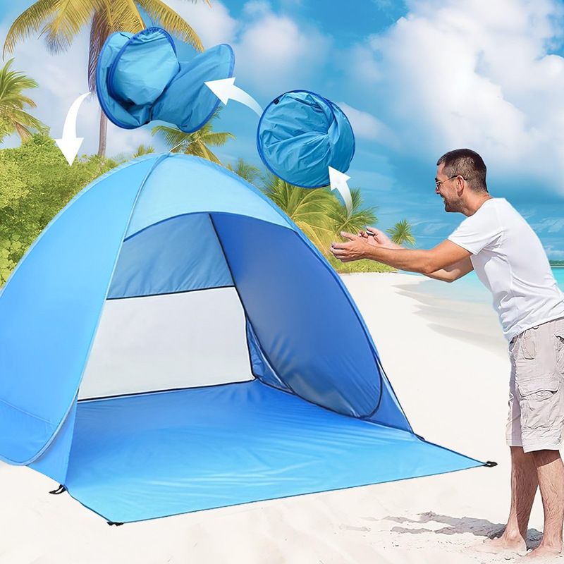 Instant Pop Up Beach Tent Quick Setup Sun Shelter Portable UV Protection Outdoor Camping Tent for 2-3 Person-145*165*110cm