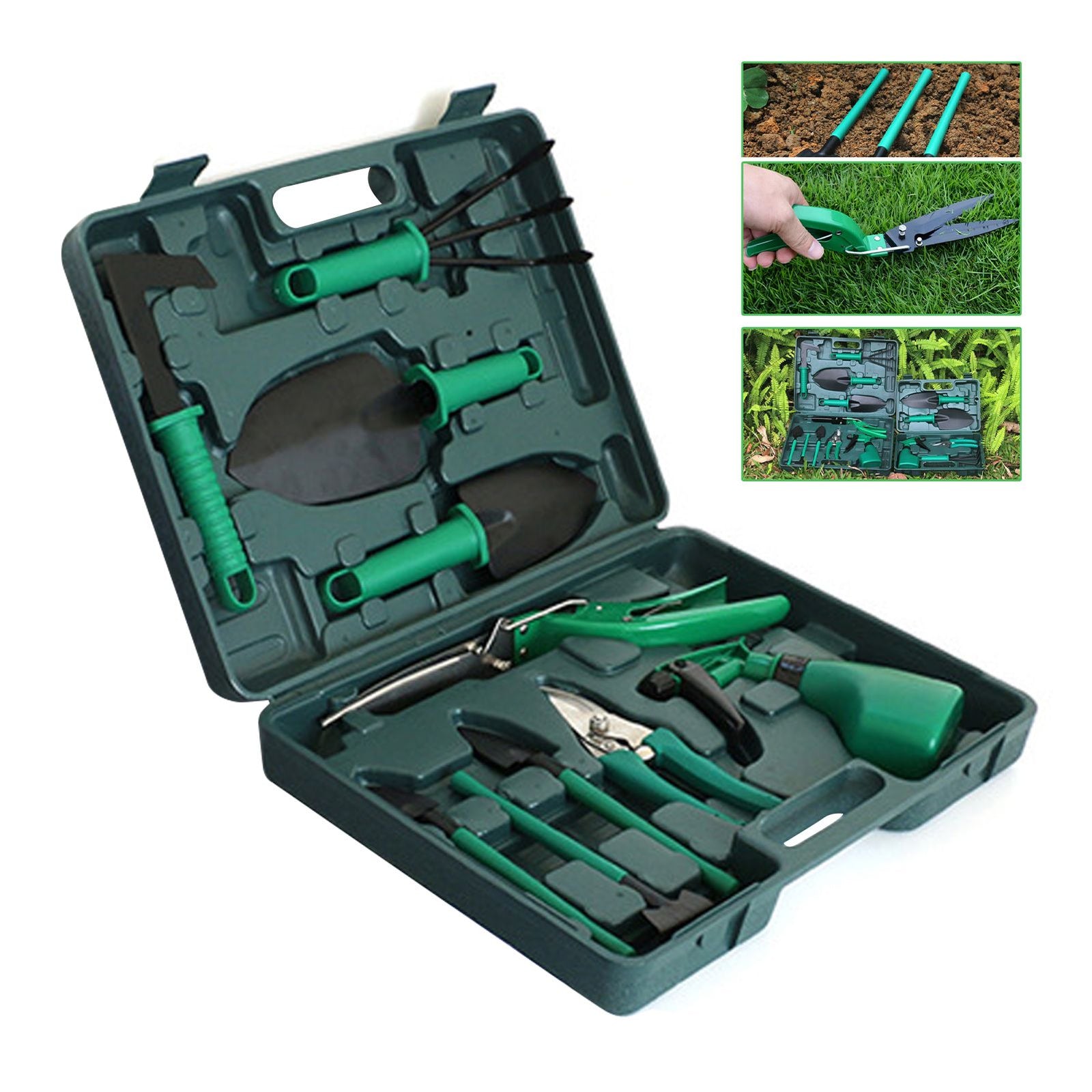Potted Plant Pruning Shovel Kit Garden Planting Weeding Set Bonsai Trimming Garden Tools Green 10 PCS
