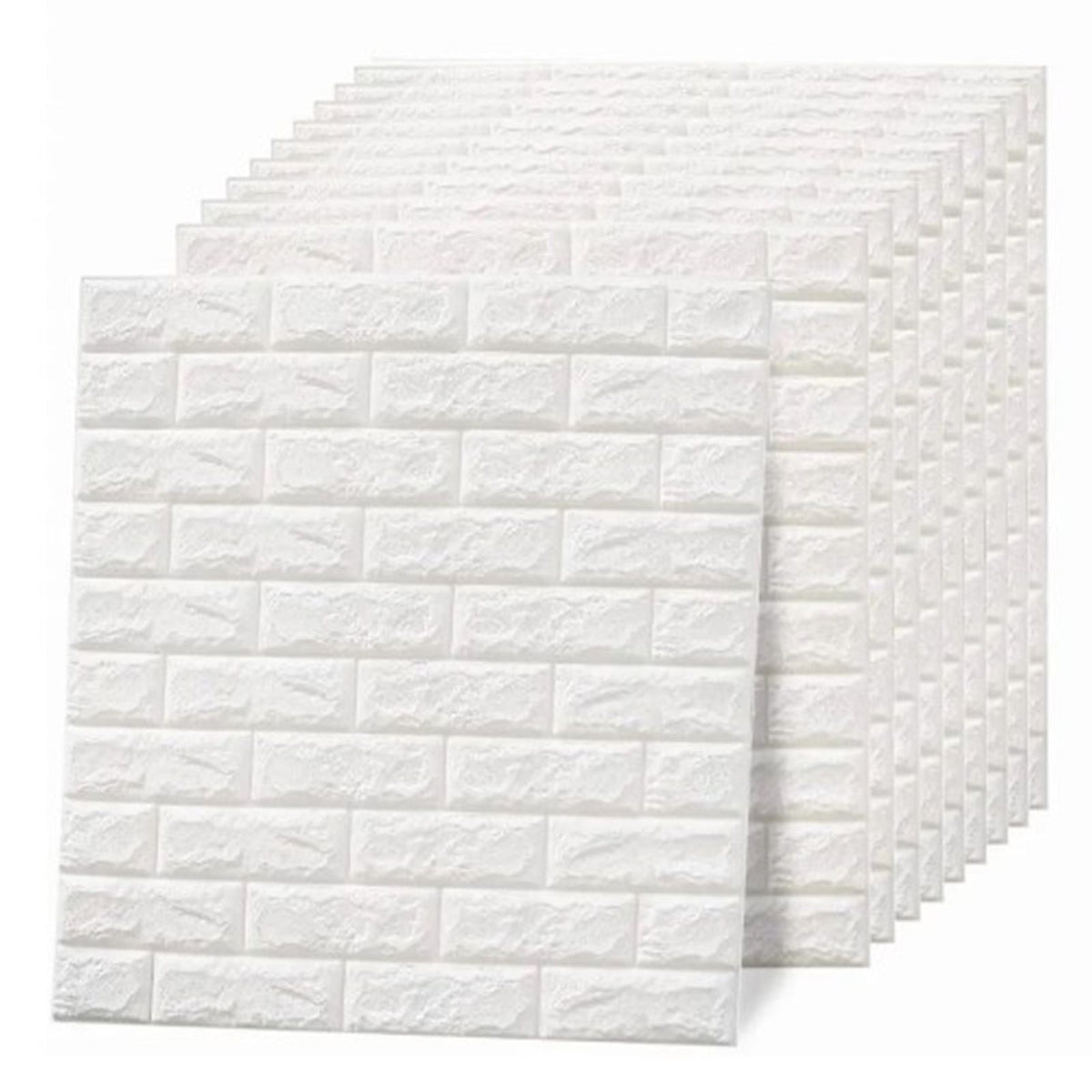 3D Wallpaper Self Adhesive Waterproof Cuttable Odorless Faux Brick Wall Panel for Living Room Bedroom White 10pcs