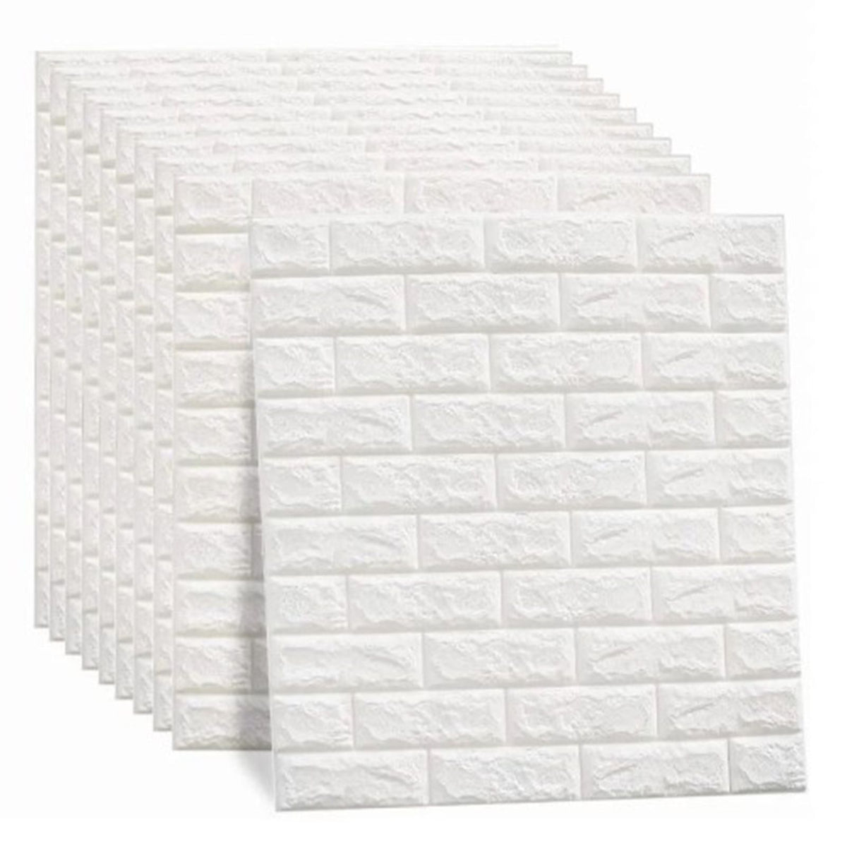 3D Wallpaper Self Adhesive Waterproof Cuttable Odorless Faux Brick Wall Panel for Living Room Bedroom White 10pcs
