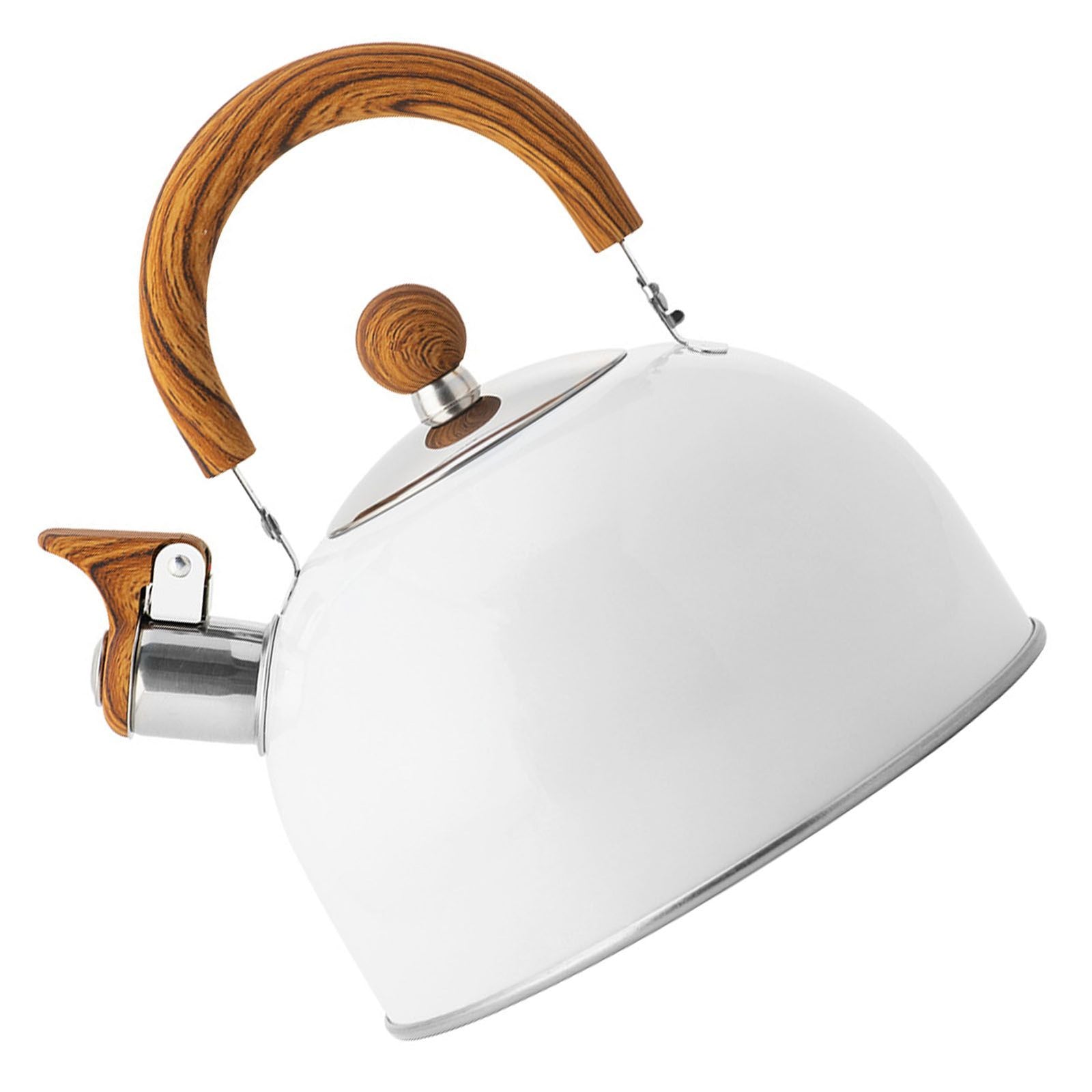 Whistle Kettle Stovetop Stainless Steel Foldable Handle Kitchen Supplies 2.5L White