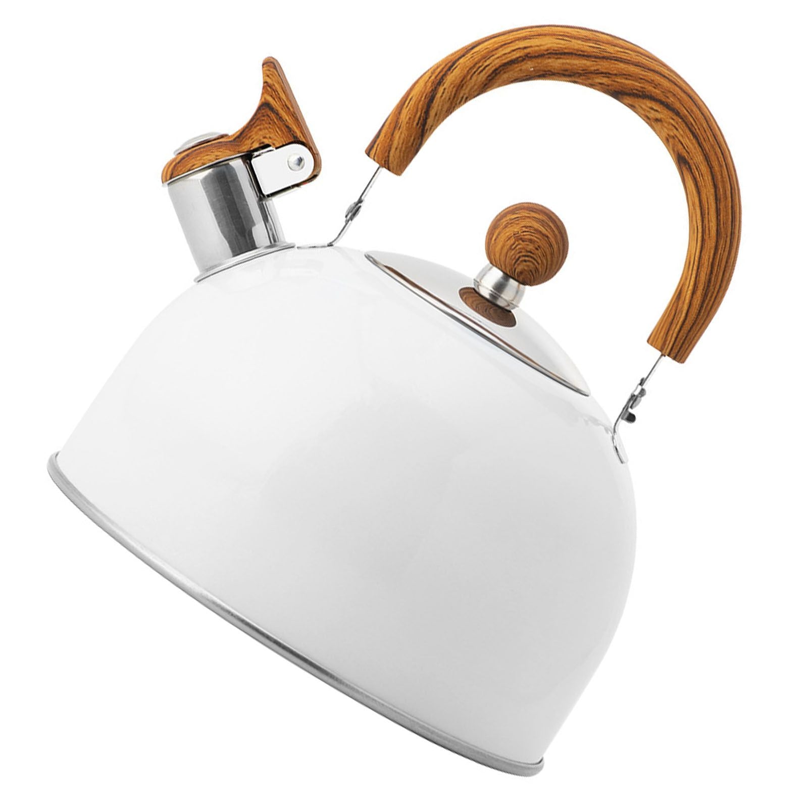 Whistle Kettle Stovetop Stainless Steel Foldable Handle Kitchen Supplies 2.5L White