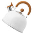 Whistle Kettle Stovetop Stainless Steel Foldable Handle Kitchen Supplies 2.5L White