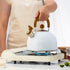 Whistle Kettle Stovetop Stainless Steel Foldable Handle Kitchen Supplies 2.5L White