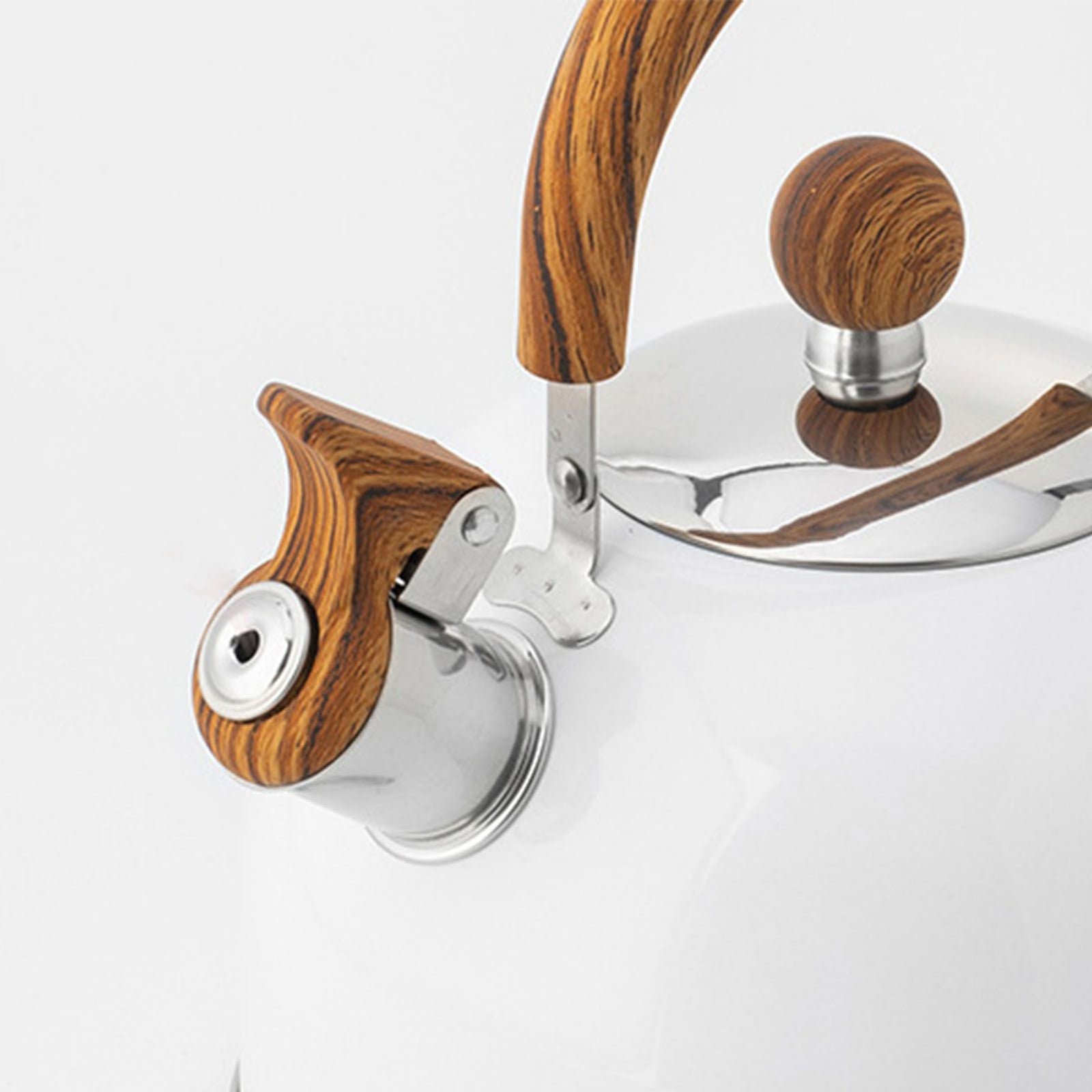 Whistle Kettle Stovetop Stainless Steel Foldable Handle Kitchen Supplies 2.5L White