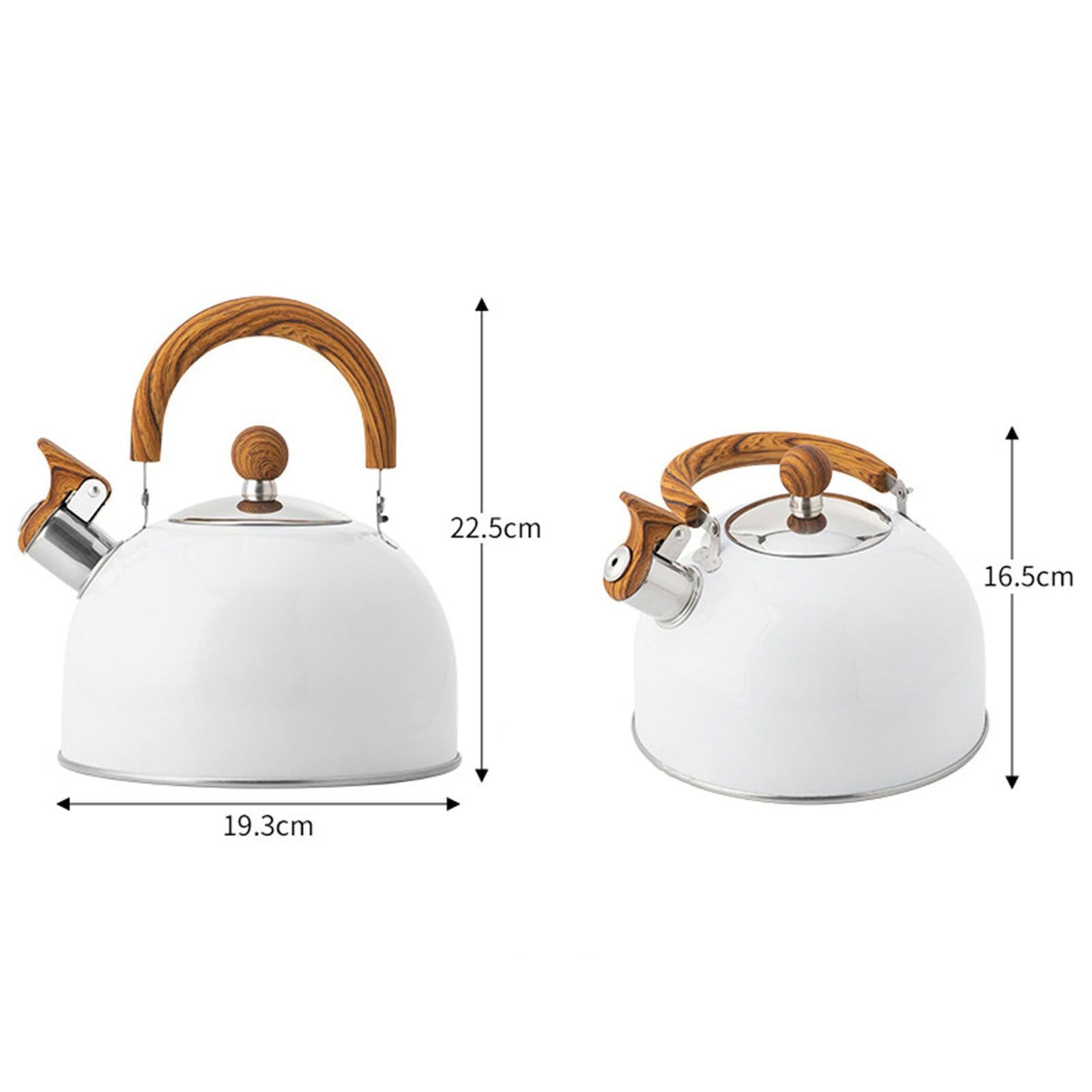 Whistle Kettle Stovetop Stainless Steel Foldable Handle Kitchen Supplies 2.5L White