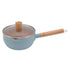 Sauce Pan Stick Proof Aluminum Alloy Multi Functional Milk Pot with Wooden Handle for Induction Gas Stove Blue