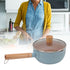 Sauce Pan Stick Proof Aluminum Alloy Multi Functional Milk Pot with Wooden Handle for Induction Gas Stove Blue