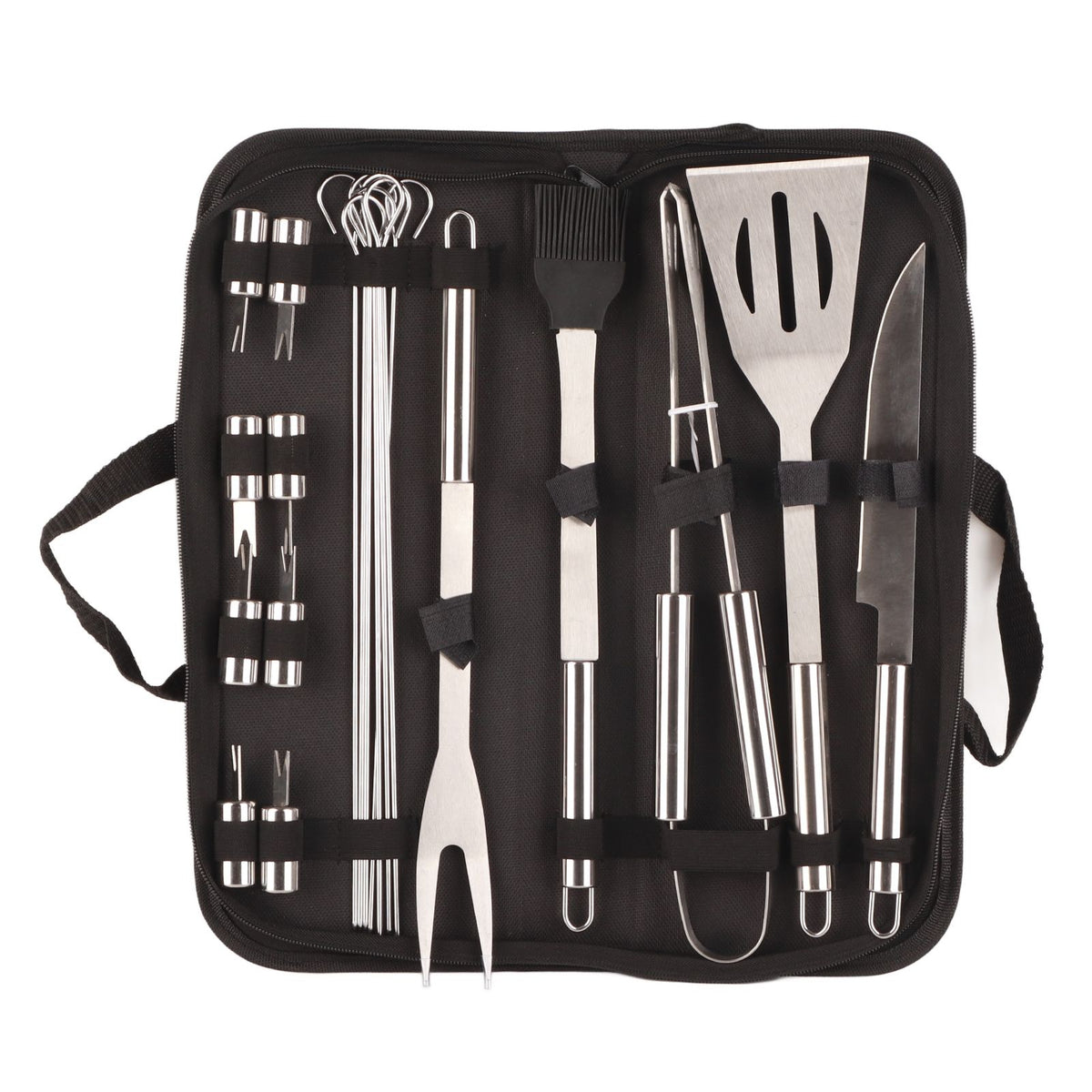 20pcs Barbecue Utensils Food Grade Stainless Steel Skewer Fork Knife BBQ Tool Set for Camping Hiking