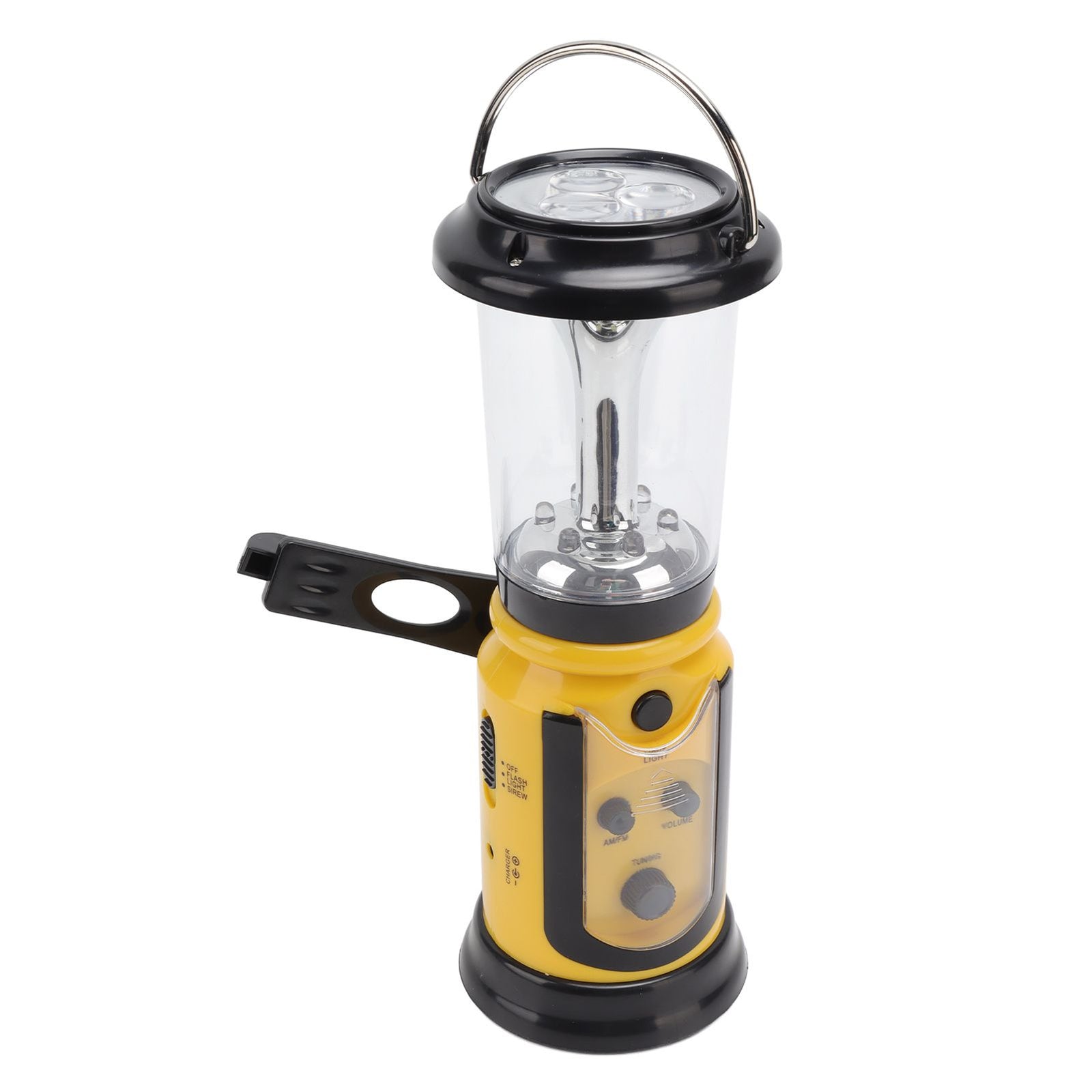 Radio Lantern Hand Crank USB Rechargeable Multi Functional AM FM Emergency Radio LED Flashlight for Camping Hiking Yellow