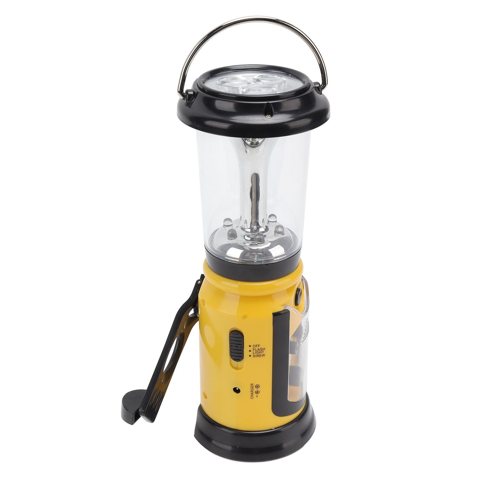 Radio Lantern Hand Crank USB Rechargeable Multi Functional AM FM Emergency Radio LED Flashlight for Camping Hiking Yellow
