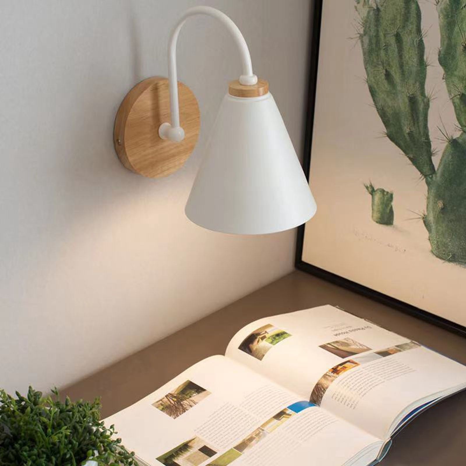 Corridor Wall Lamp Iron Lampshade Wall Mounted Curved Light for Bedroom Living Room Study Without Lamp Bulb White
