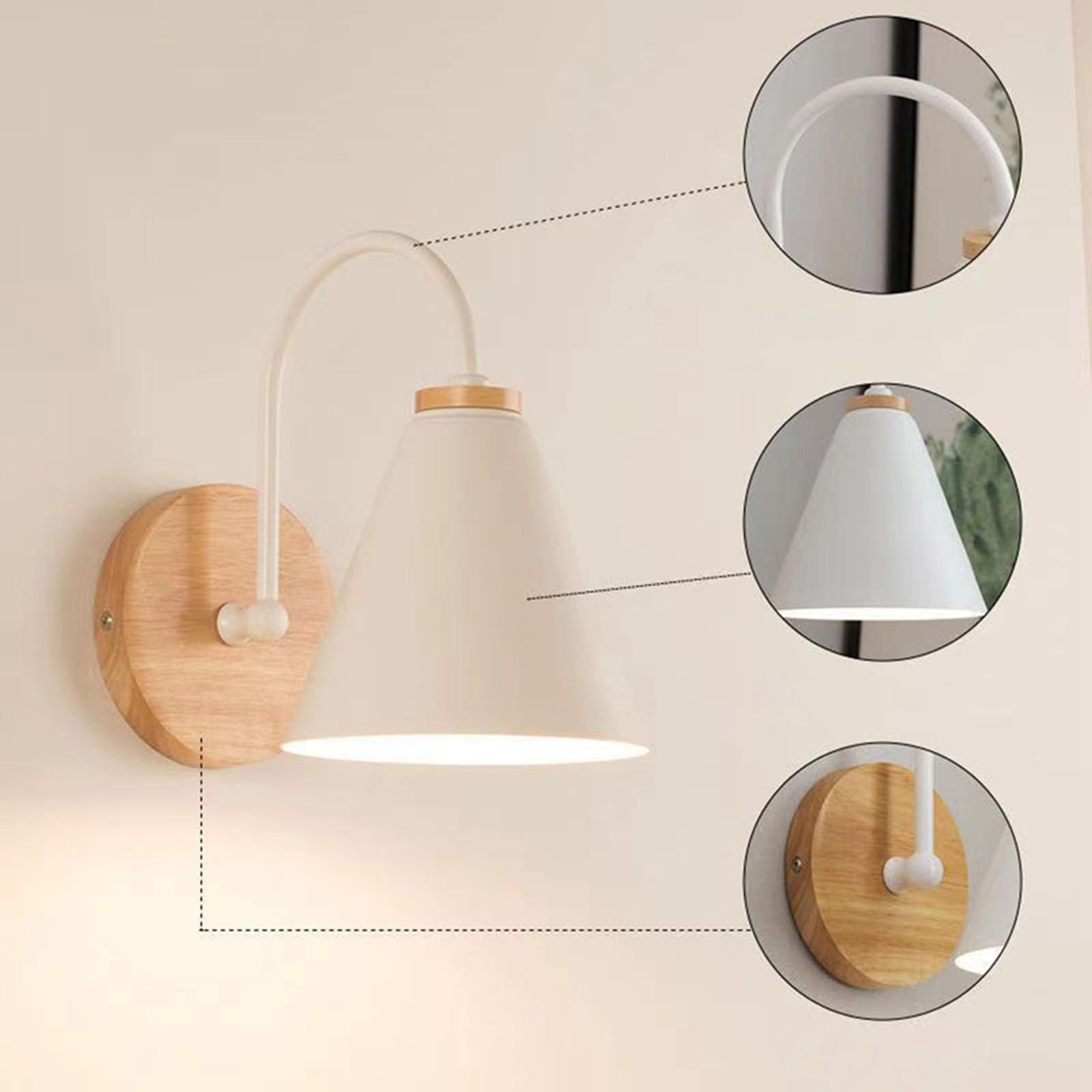 Corridor Wall Lamp Iron Lampshade Wall Mounted Curved Light for Bedroom Living Room Study Without Lamp Bulb White