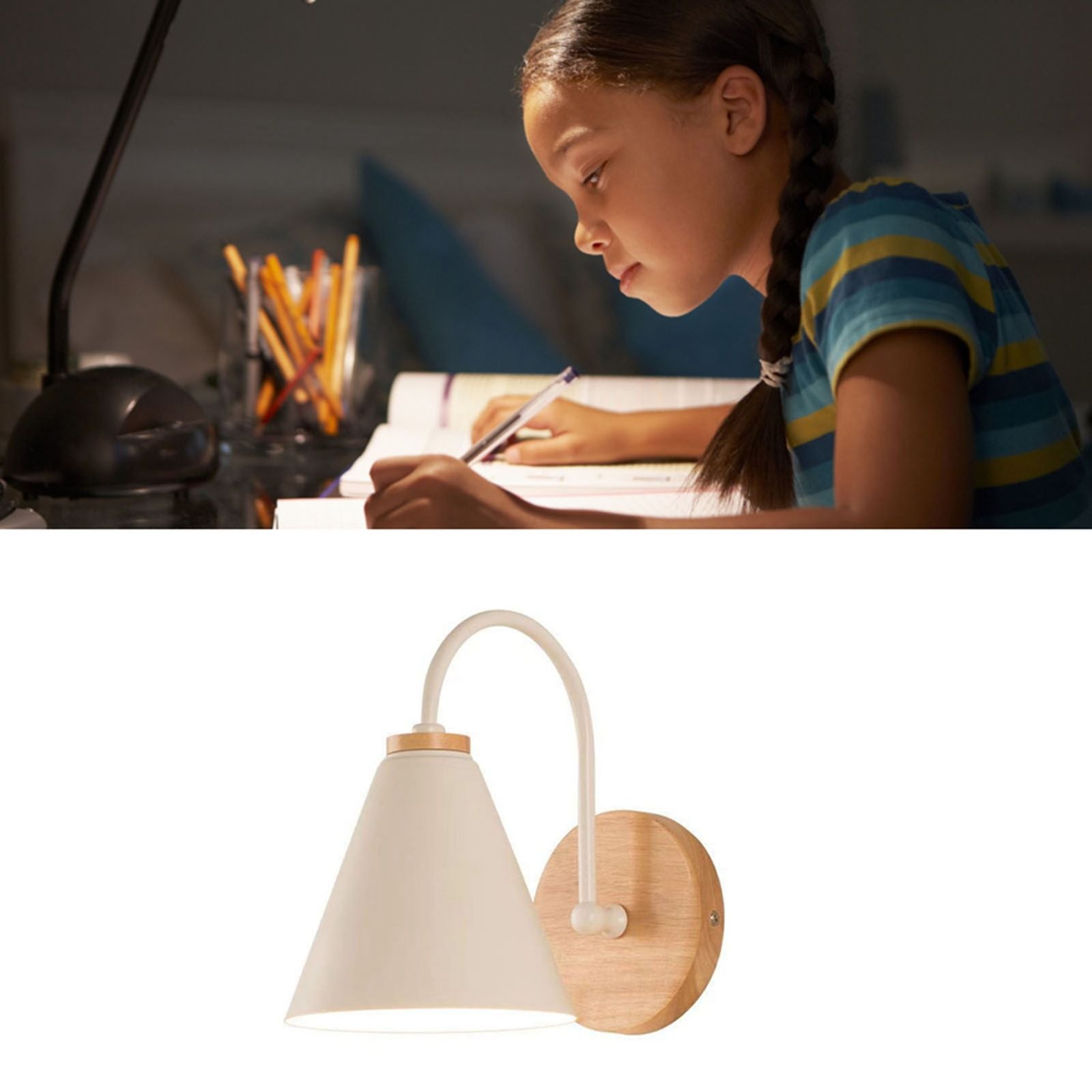 Corridor Wall Lamp Iron Lampshade Wall Mounted Curved Light for Bedroom Living Room Study Without Lamp Bulb White