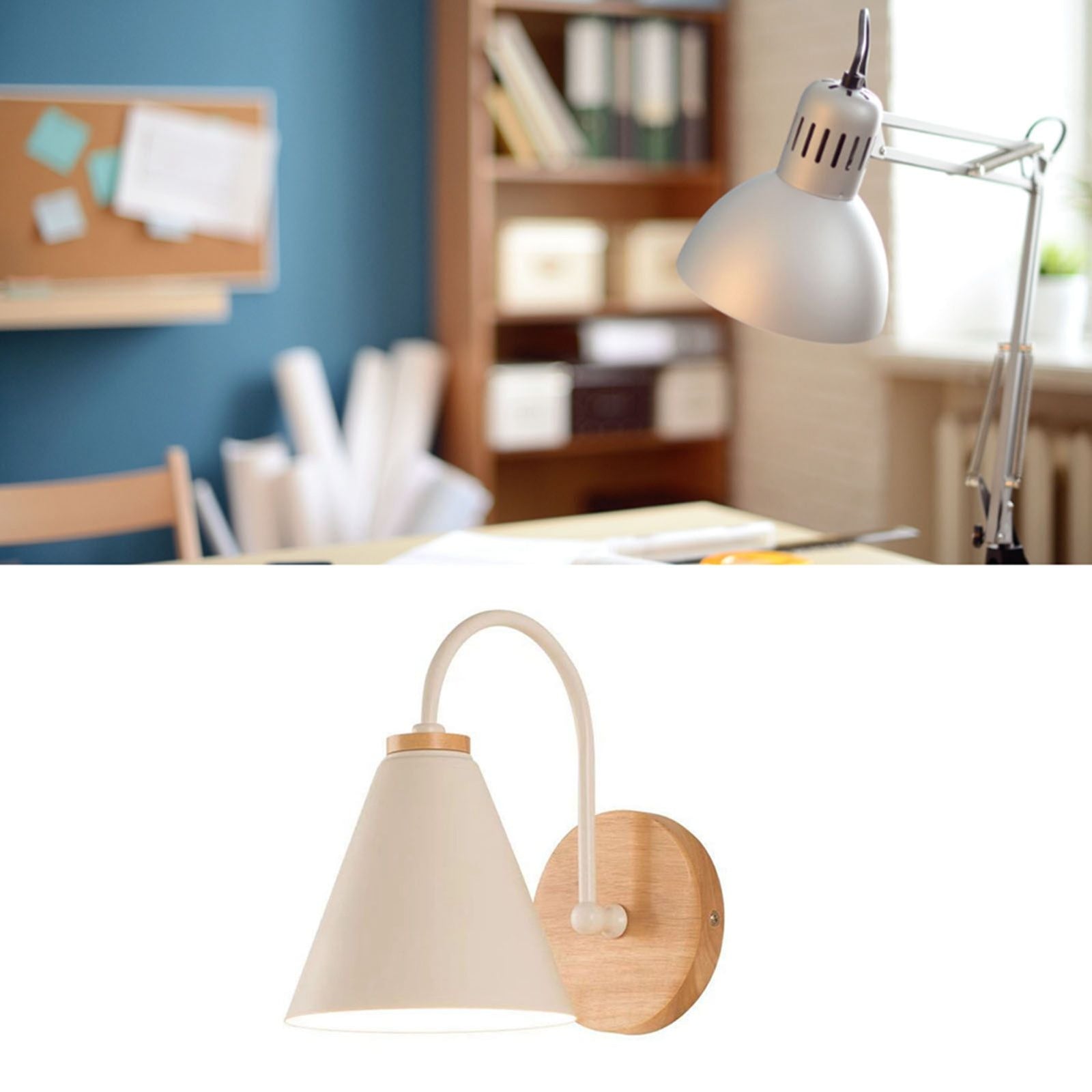 Corridor Wall Lamp Iron Lampshade Wall Mounted Curved Light for Bedroom Living Room Study Without Lamp Bulb White