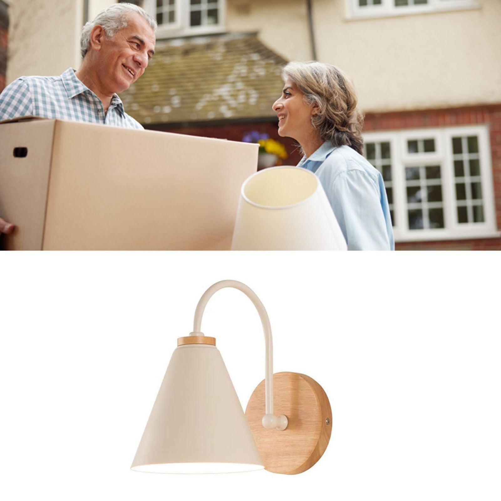 Corridor Wall Lamp Iron Lampshade Wall Mounted Curved Light for Bedroom Living Room Study Without Lamp Bulb White