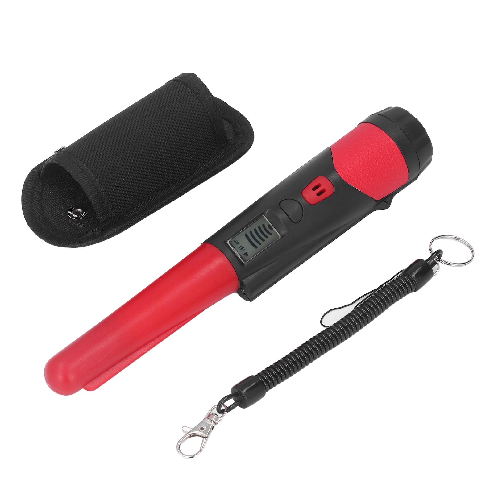 Metal Detector Professional High Sensitivity Portable Handheld Metal Detector with LCD Display Flashlight Function Red