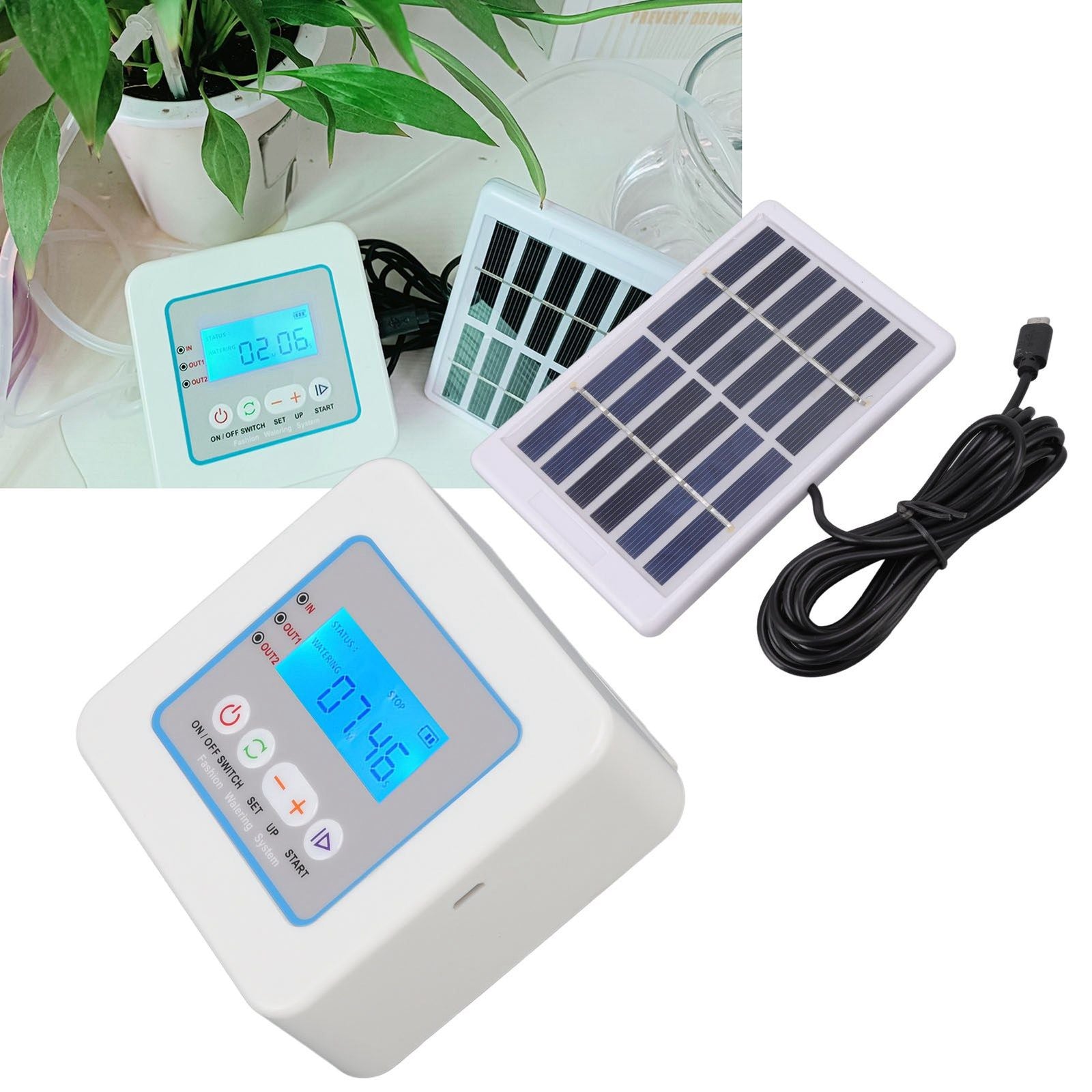 Micro Automatic Drip Irrigation Kit Programmable Timer Solar Multi Function Automatic Watering Sprayer with LED Display