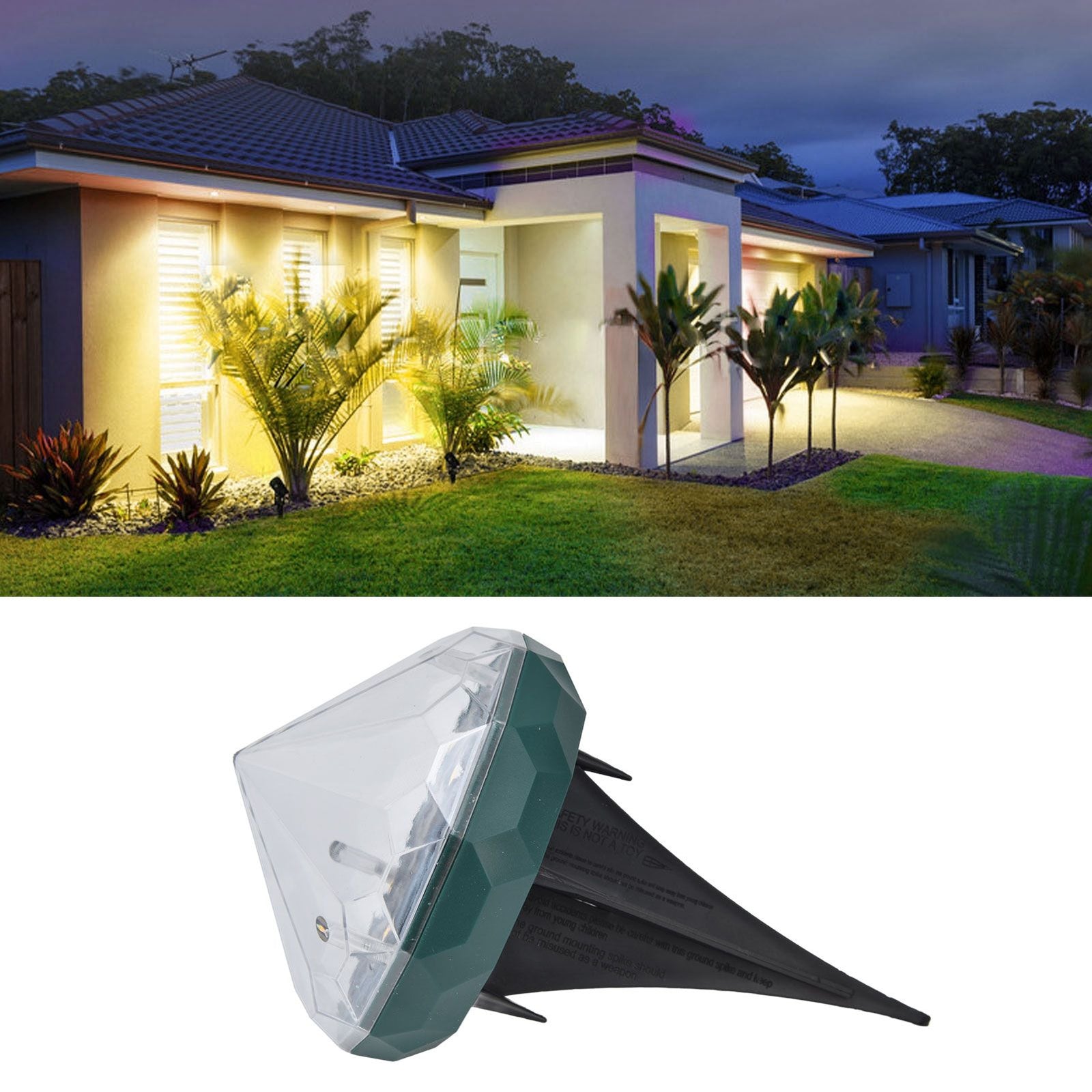 Solar Lawn Light Unique Diamond Design Waterproof LED Ground Insert Lamp for Courtyards Gardens Parks