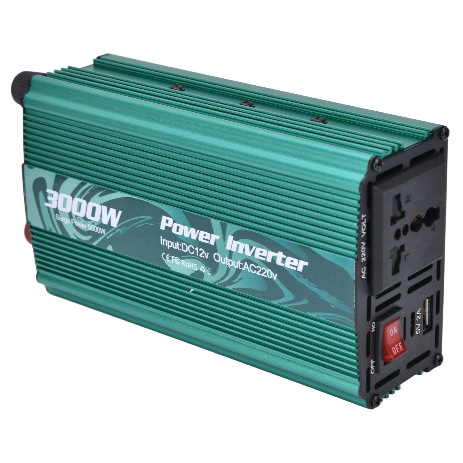 3000W Inverter Safe Modified Sine Wave Intelligent Power Converter for Refrigerator Induction Cooker DC12V to AC220V
