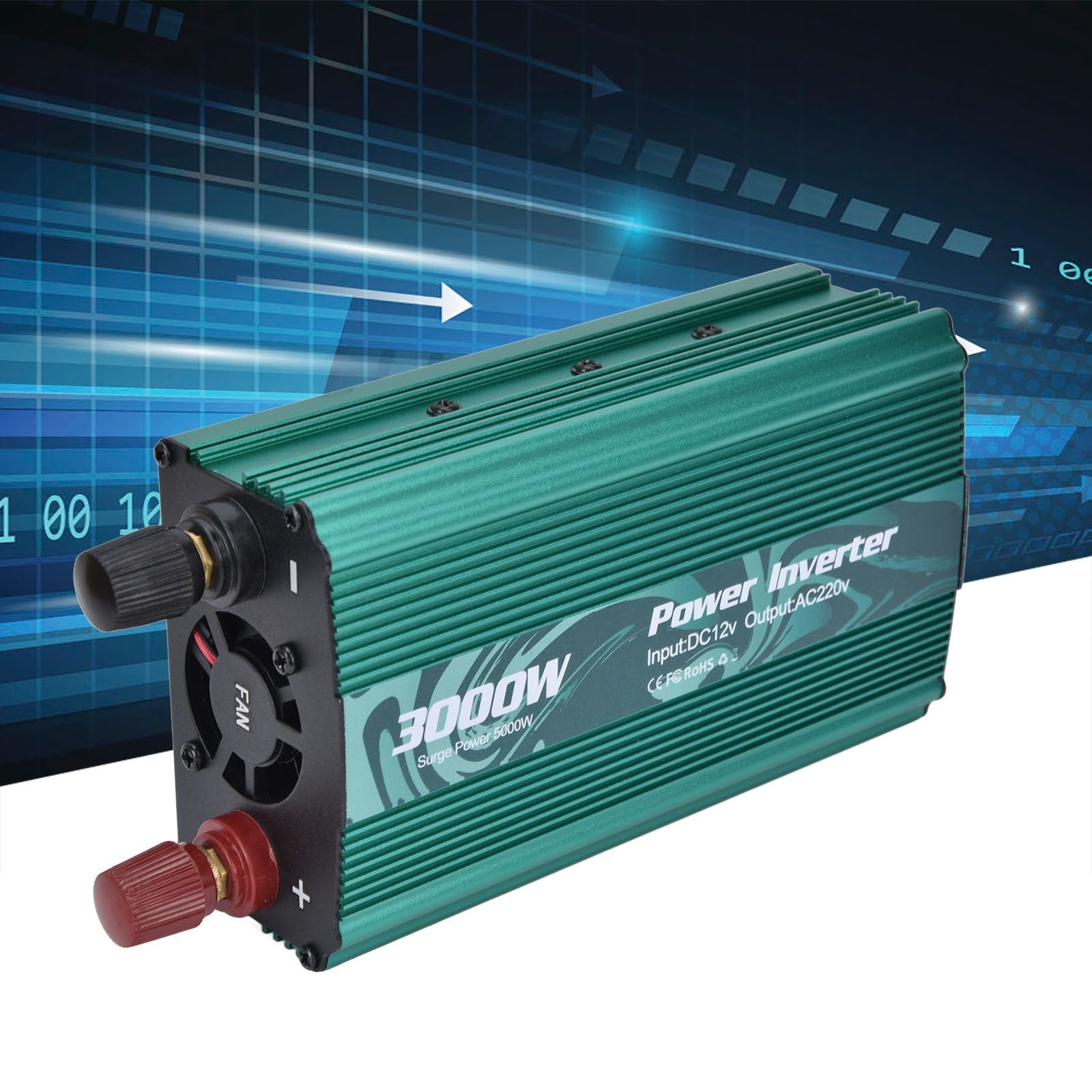 3000W Inverter Safe Modified Sine Wave Intelligent Power Converter for Refrigerator Induction Cooker DC12V to AC220V