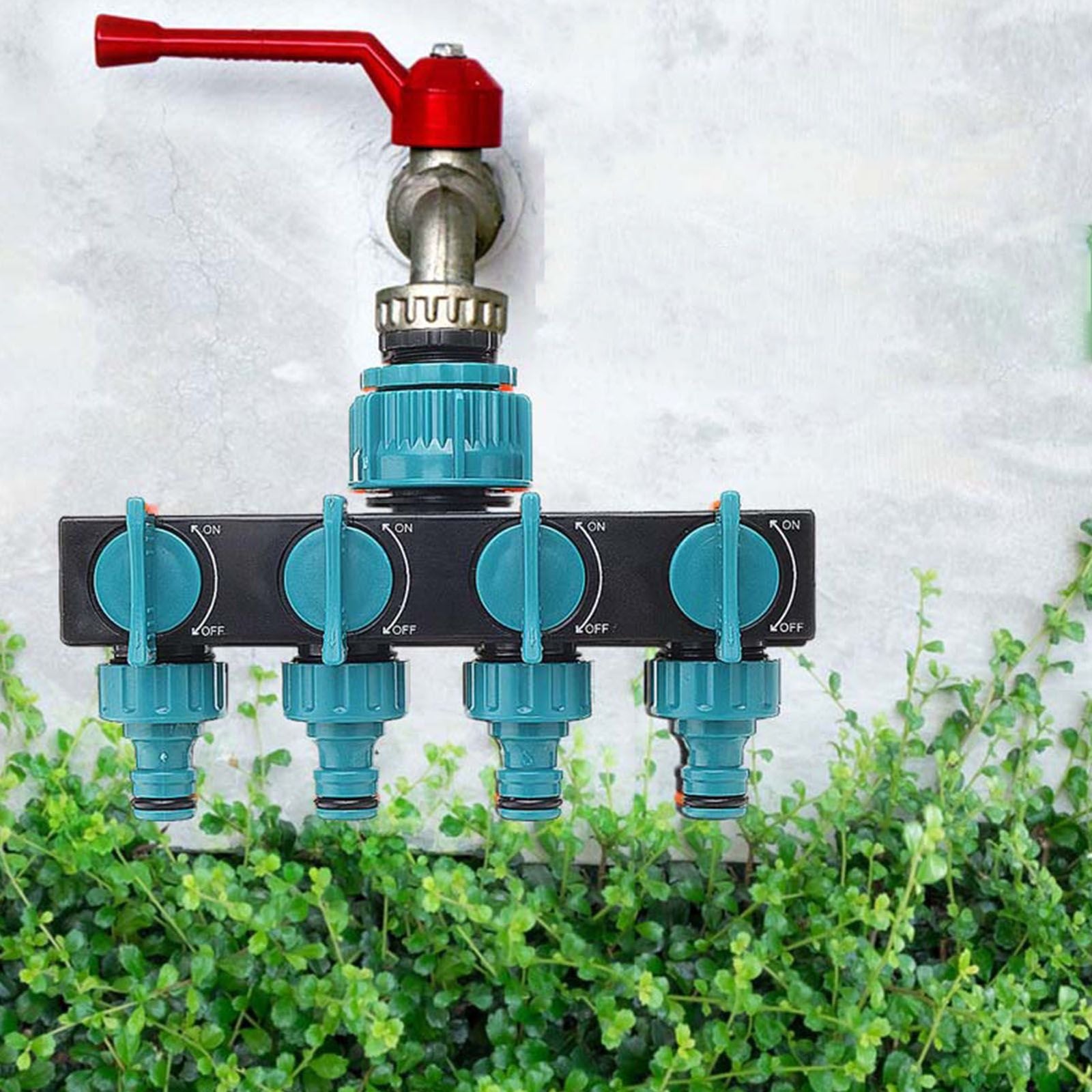 4 Way Water Splitter Garden Irrigation Watering Adapter Hose Connector for Garden Watering Lawn Maintenance European Faucet