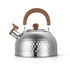 Water Kettle Stainless Steel Whistle Water Kettle Large Capacity Flat Bottomed for Gas Induction Cooker Boil Water 2L Hammer