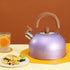 Water Kettle Stainless Steel Whistle Water Kettle Large Capacity Flat Bottomed for Gas Induction Cooker Boil Water 2L Purple