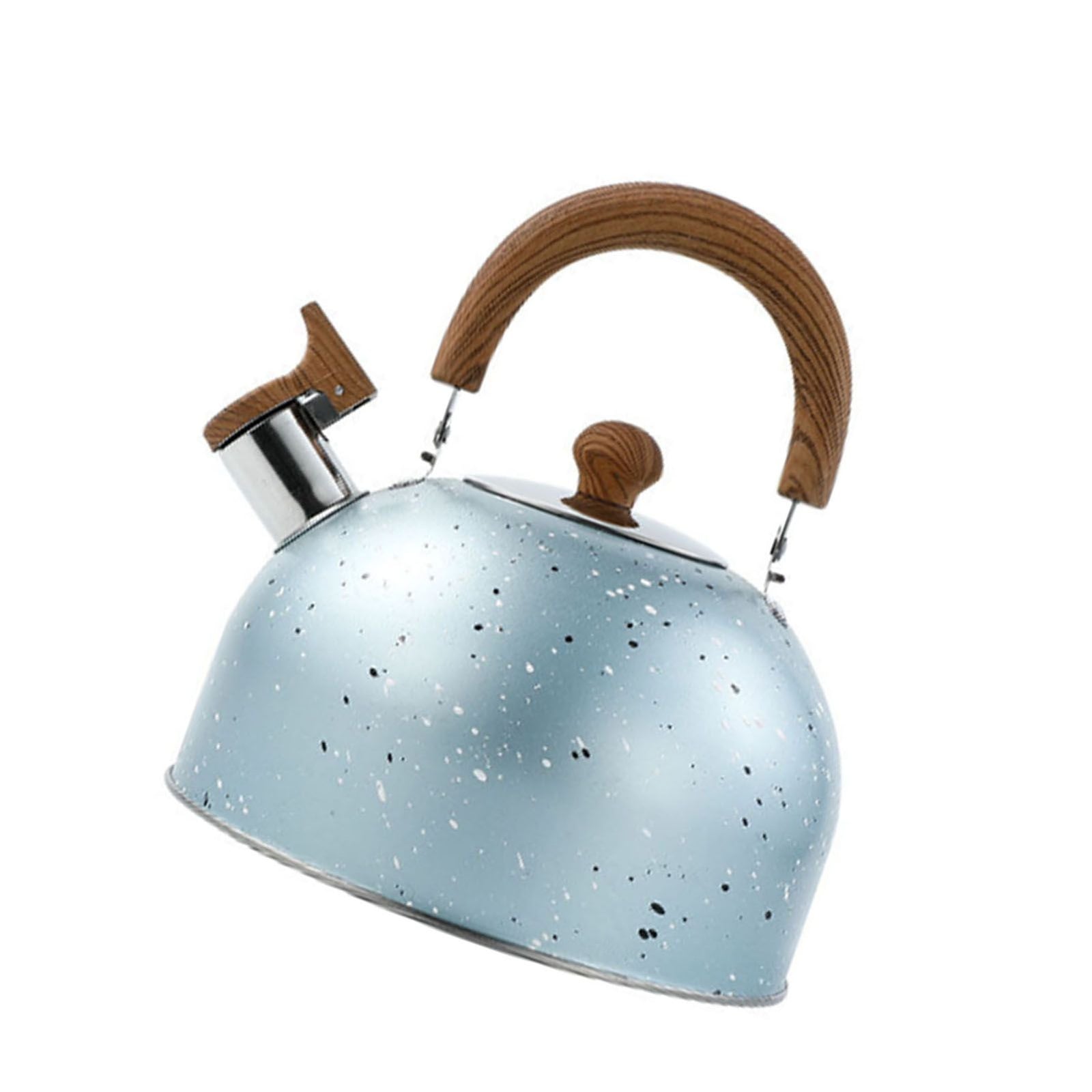 Water Kettle Stainless Steel Whistle Water Kettle Large Capacity Flat Bottomed for Gas Induction Cooker Boil Water 2L Blue