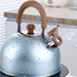 Water Kettle Stainless Steel Whistle Water Kettle Large Capacity Flat Bottomed for Gas Induction Cooker Boil Water 2L Blue