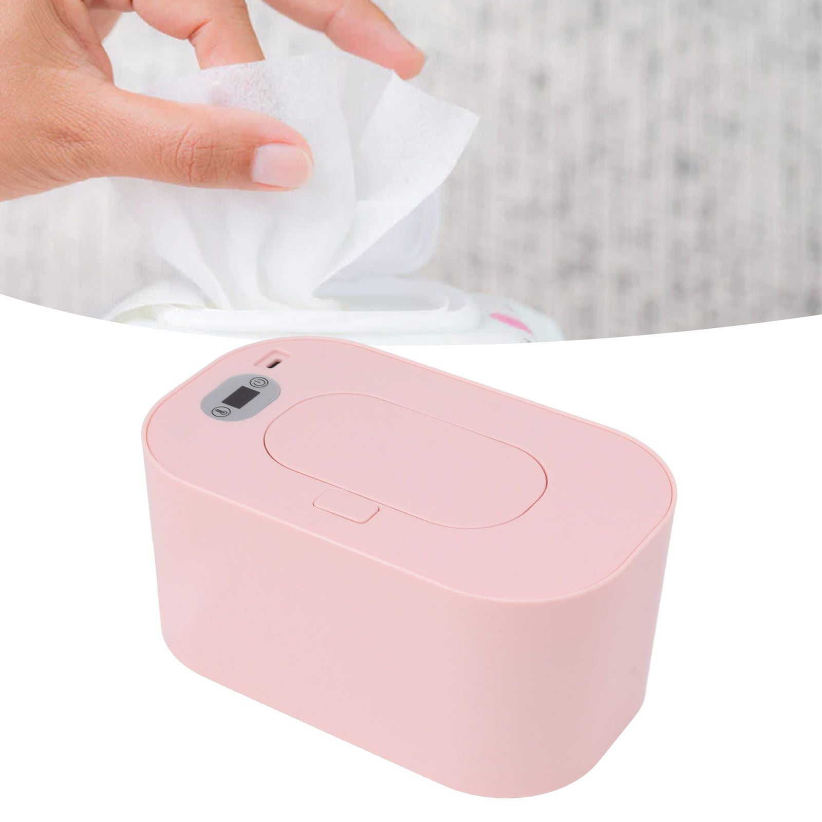Baby Wipe Warmer USB Constant Temperature Portable Wipe Heater Temperature Adjustment Warm Keeper Dispenser 5V Pink