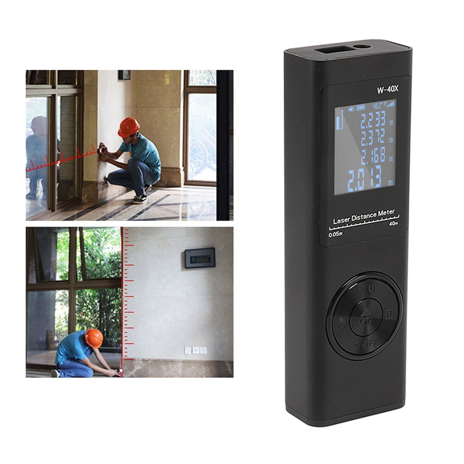 Laser Distance Meter High Accuracy Rechargeable 131ft Handheld Rangefinder with Electronic Level for Area Volume