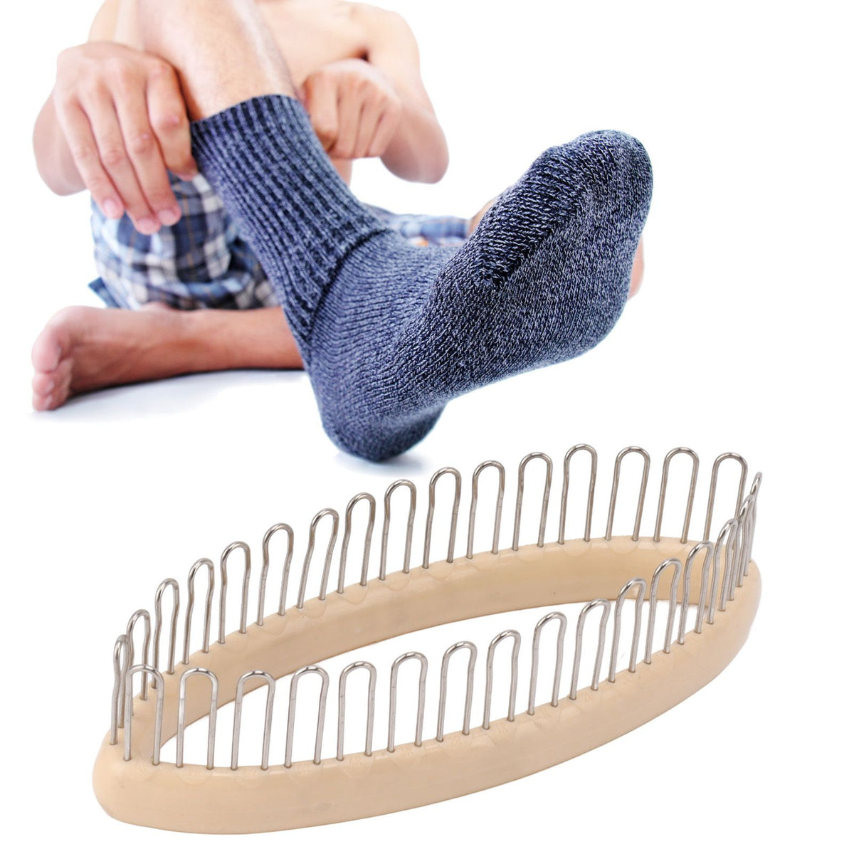 Knitting Loom Wooden Round Pocket Knitting Board DIY Weaving Craft Tool with Loom Pock Tool and Needle for Scarves Socks
