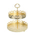 Double Layer Pastry Tray Decorative Copper Gold Biscuits Dessert Display Plate for Wedding Hollowed Out Love Heart