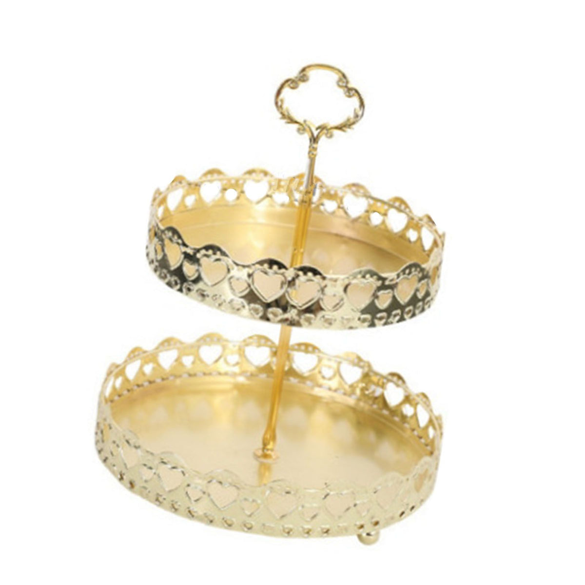 Double Layer Pastry Tray Decorative Copper Gold Biscuits Dessert Display Plate for Wedding Hollowed Out Love Heart