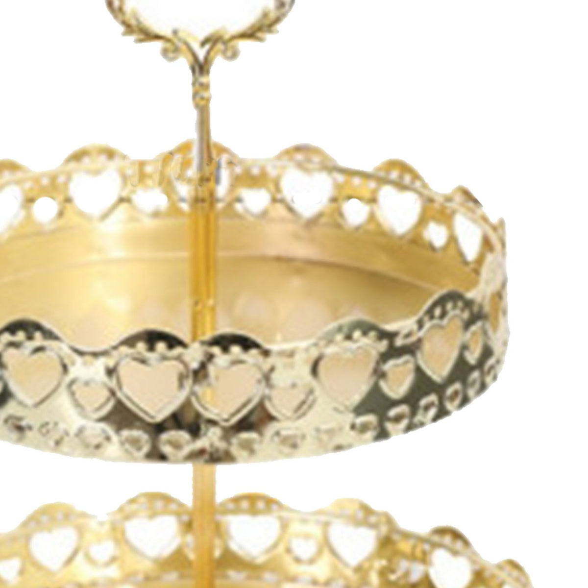 Double Layer Pastry Tray Decorative Copper Gold Biscuits Dessert Display Plate for Wedding Hollowed Out Love Heart