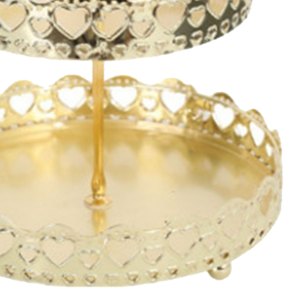 Double Layer Pastry Tray Decorative Copper Gold Biscuits Dessert Display Plate for Wedding Hollowed Out Love Heart