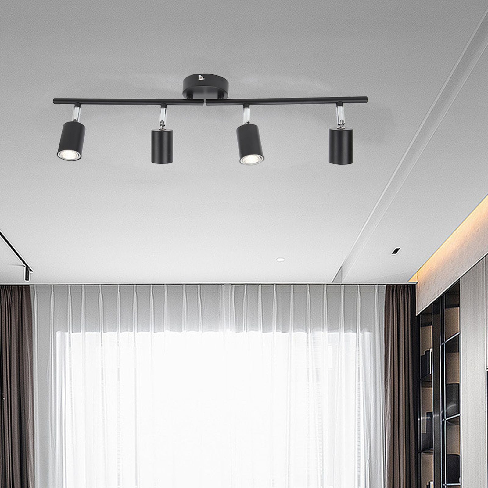 Tracking Lights Ceiling LED 4 60W Adjustable Angle Foldable Matte Black 4 Light Tracking Lighting for Bedroom Hotel 85‑265V