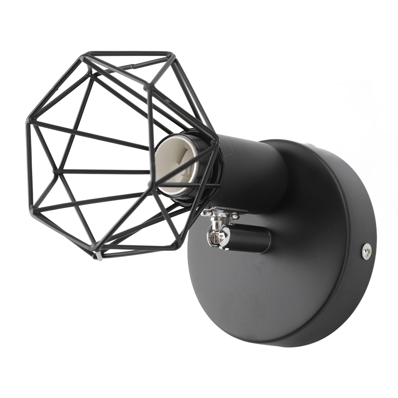 Adjustable Lamp Holder Industrial Black E14 Wall Mounted Light Bulb Holder for Bedside Reading Study Light