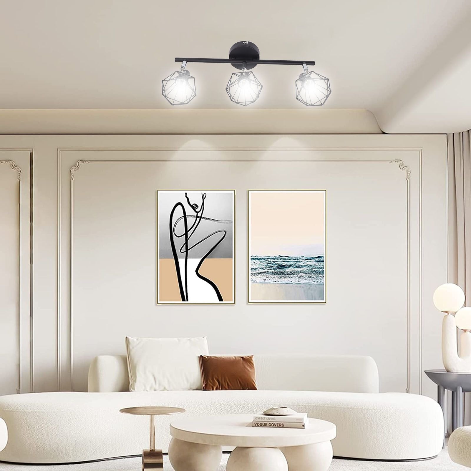 3 Light Track Lighting Kit Rotatable Heads Matte Black Finish Modern Fashionable Ceiling Spotlight 85‑265V
